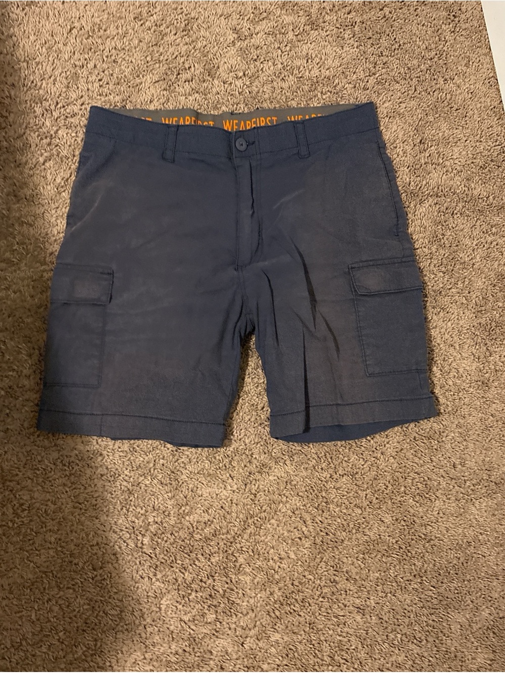 WearFirst Men's Navy Cargo Shorts with Flap Pockets